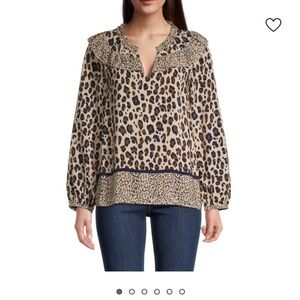 NWT Vineyard Vines Borderline Cheetah Ruffle Top XXS
